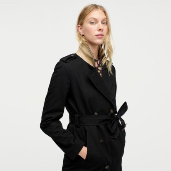 J Crew Black 2011 Icon Trench Coat - Picture 1 of 13